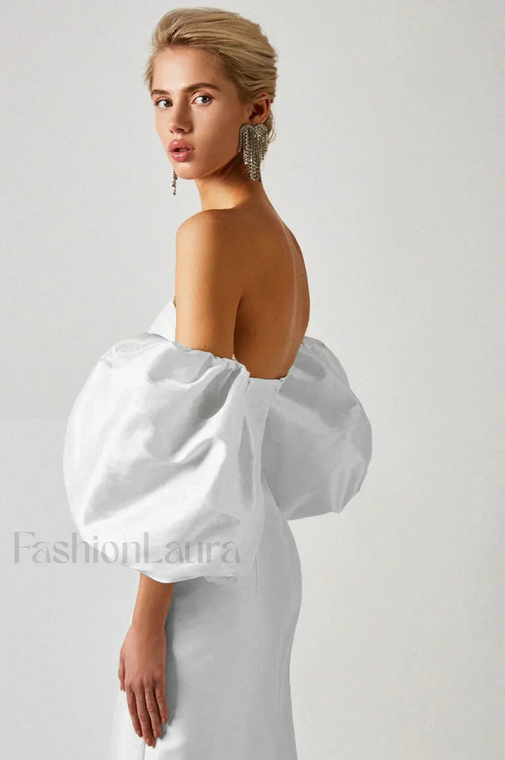 Satin Strapless Stylish Midi Dress - Image 5