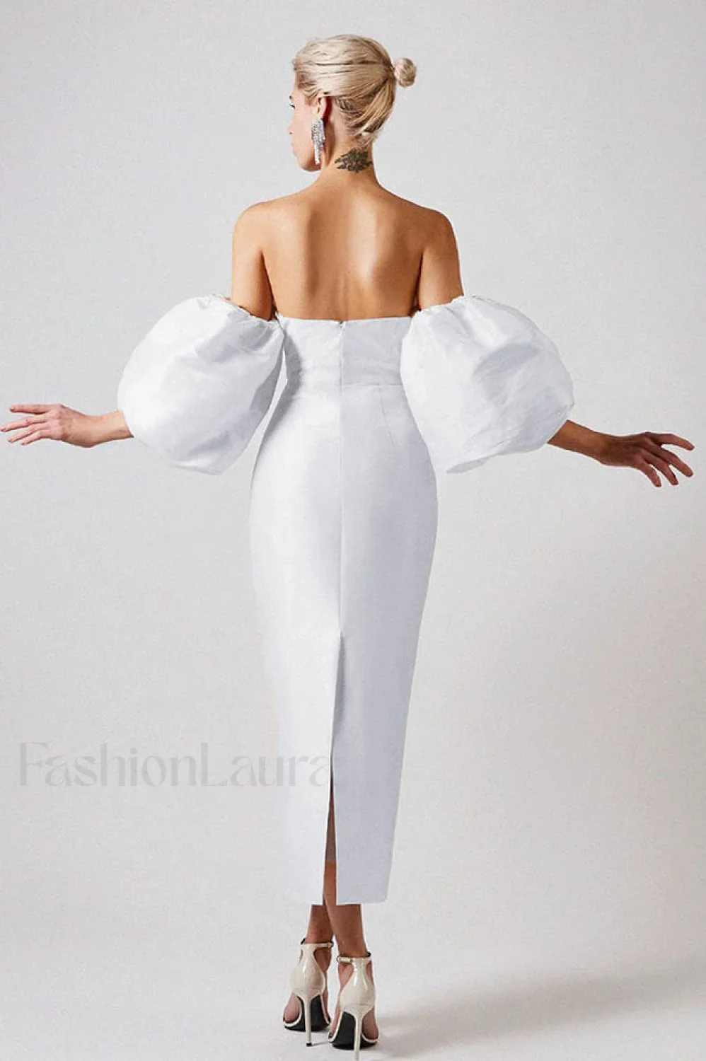 Satin Strapless Stylish Midi Dress - Image 7