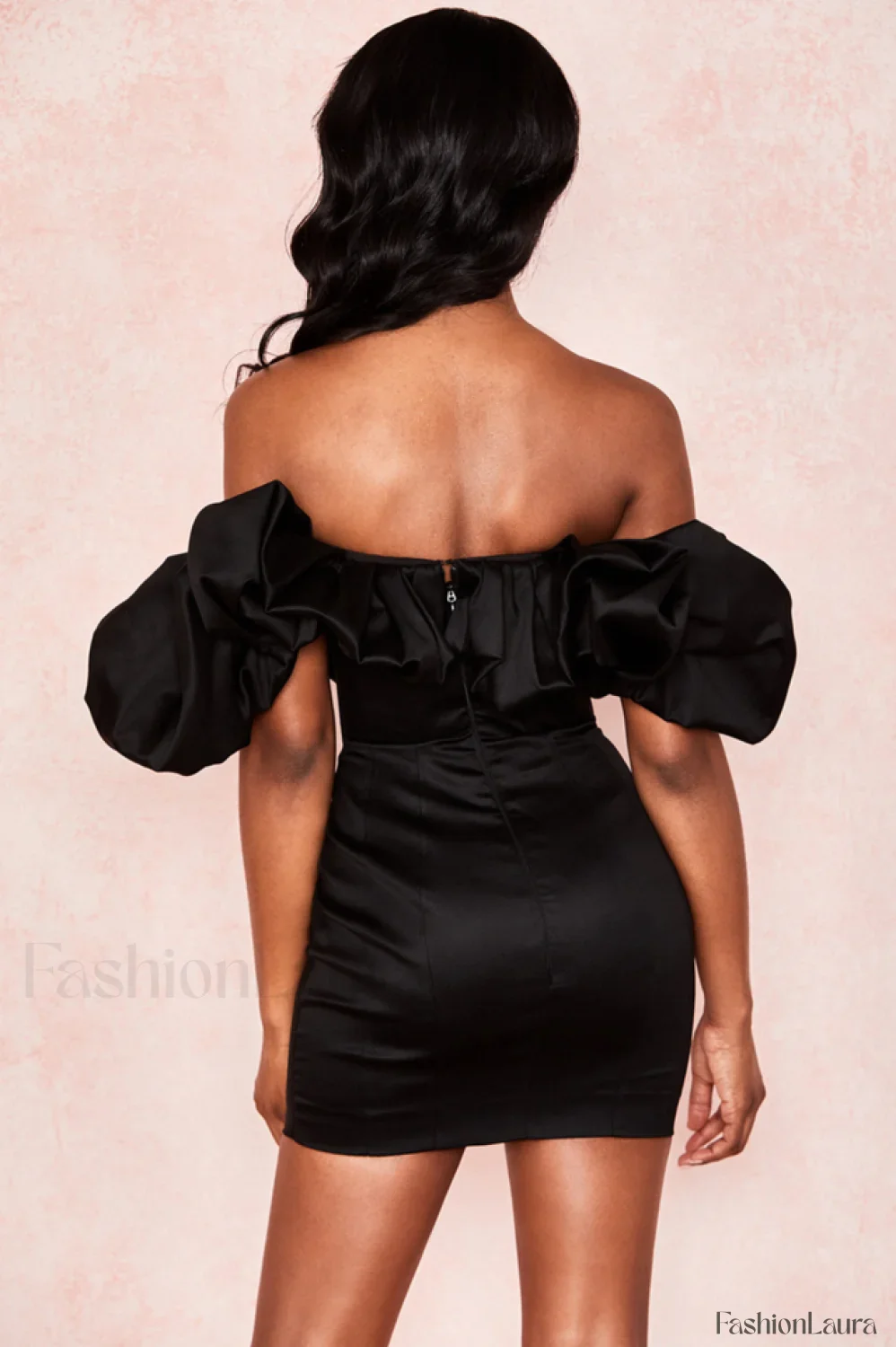 Satin Ruffle Stylish Strapless Dress - Image 60