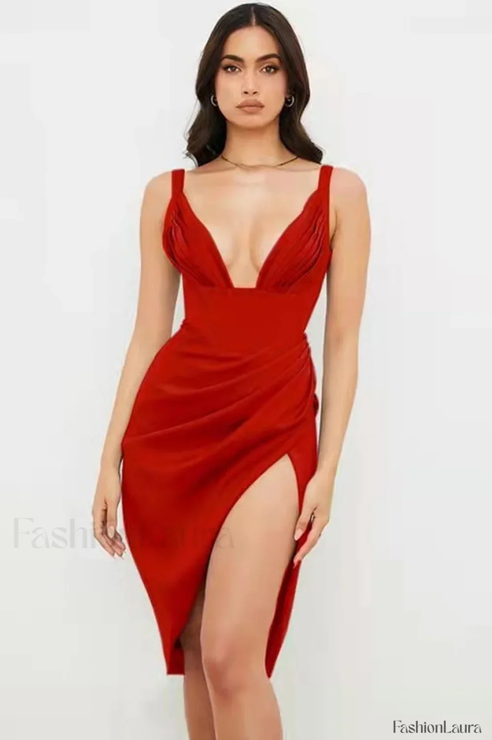Satin Corset Stylish Midi Dress - Image 70