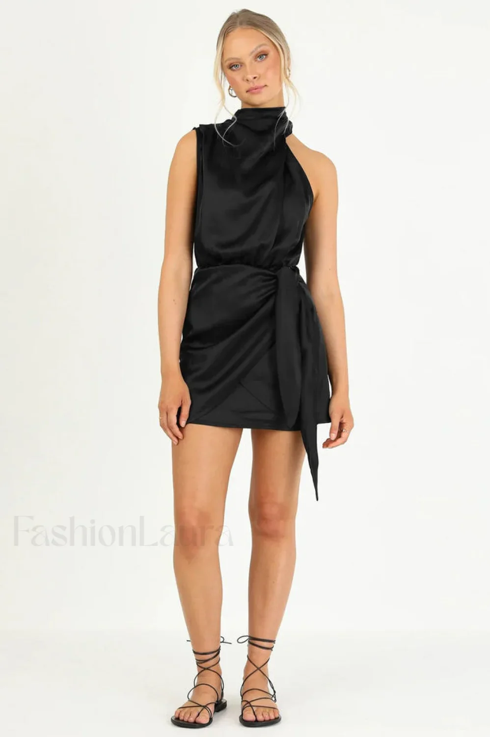 Santorini Satin Stylish Mini Dress - Image 11