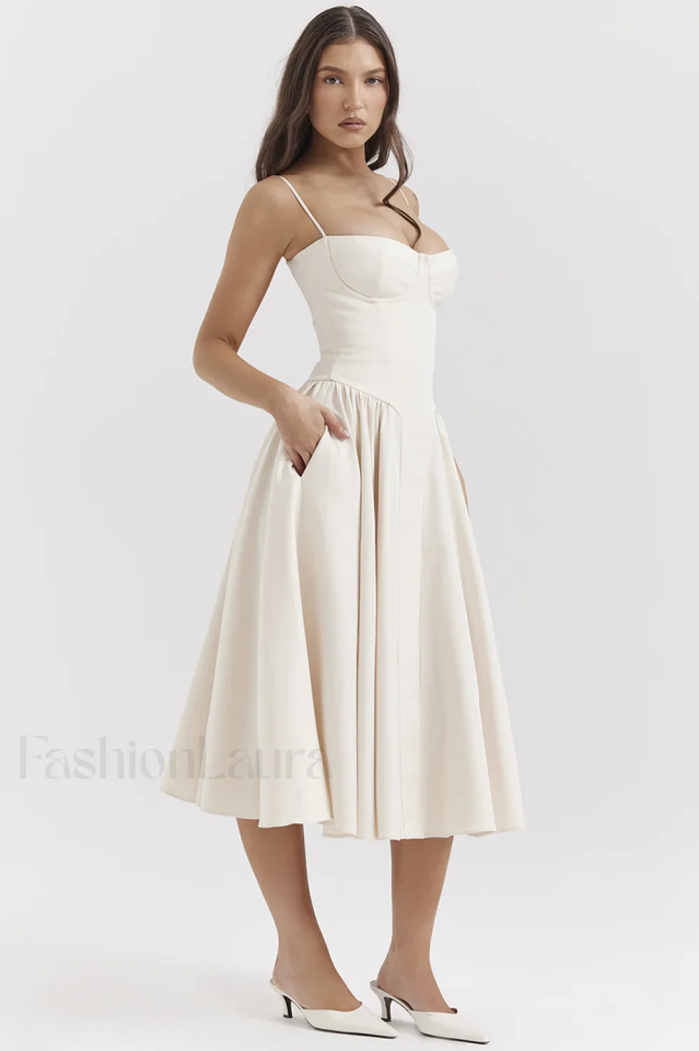 Samaria French Stylish Navy Corset Sundress - Image 19