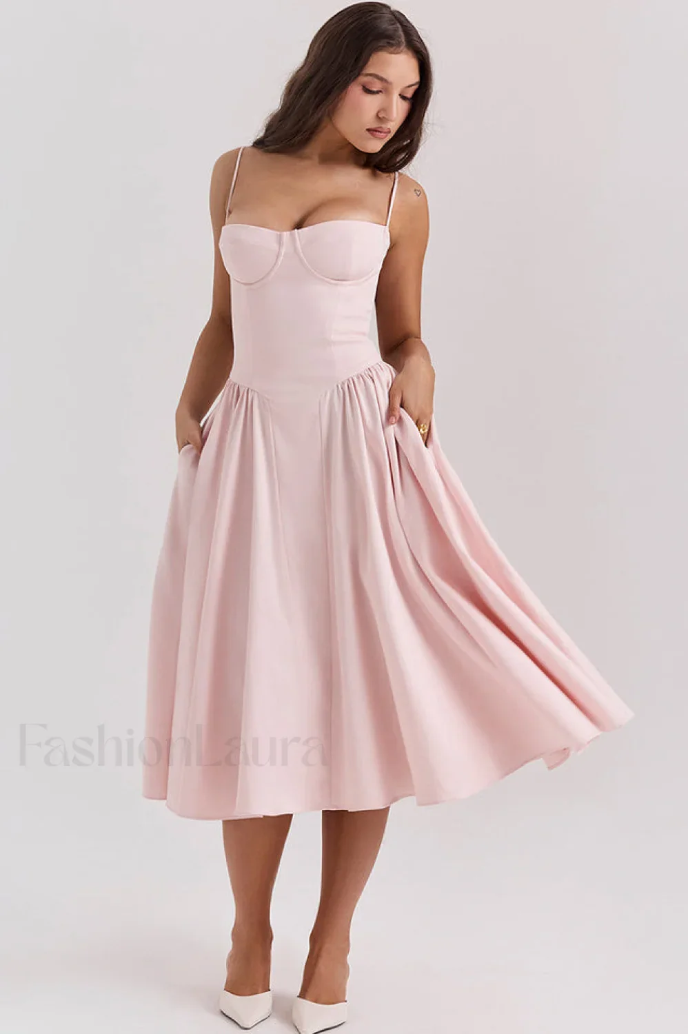Samaria French Stylish Navy Corset Sundress - Image 23