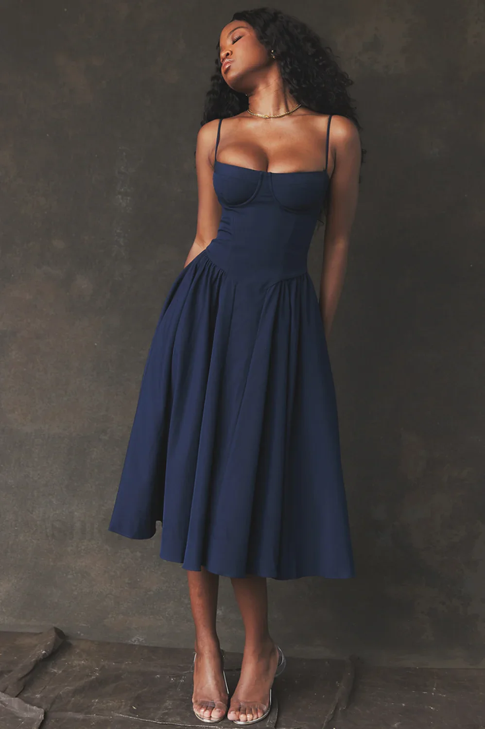 Samaria French Stylish Navy Corset Sundress - Image 36