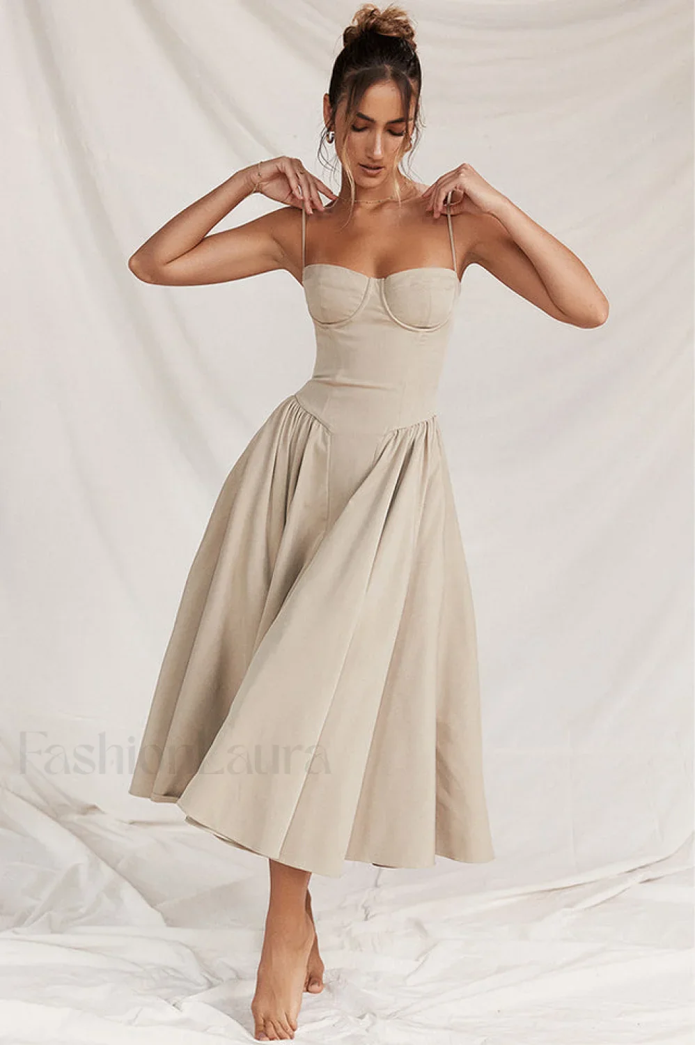 Samaria French Stylish Navy Corset Sundress - Image 57