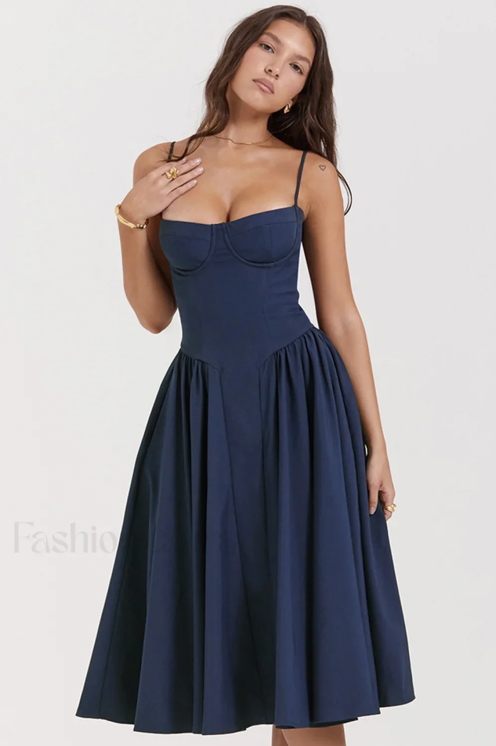 Samaria French Stylish Navy Corset Sundress - Image 6