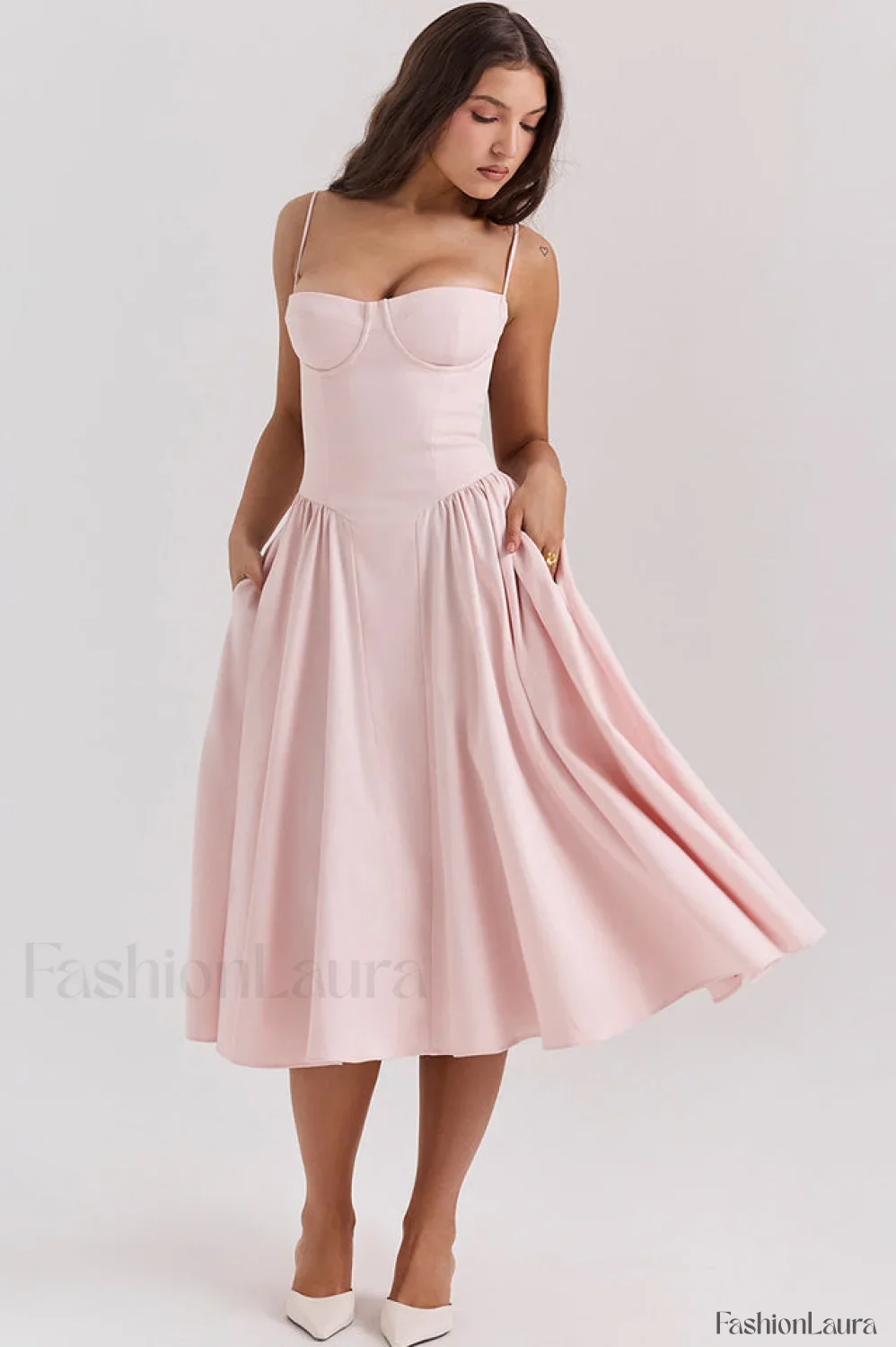 Samaria French Stylish Navy Corset Sundress - Image 80