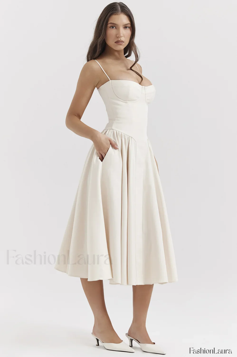 Samaria French Stylish Navy Corset Sundress - Image 90