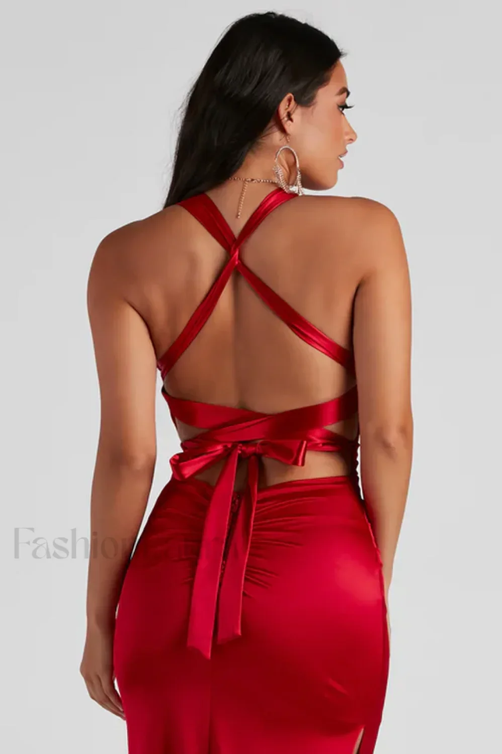 Sam Formal Satin Charming Open Back Dress - Image 2