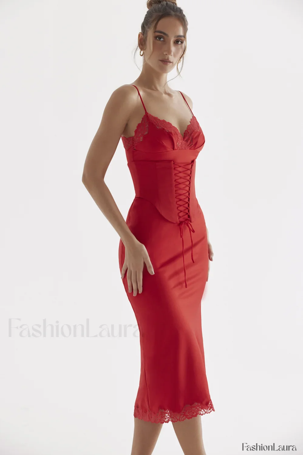 Salma Satin Stylish Slip Midi Dress - Image 70