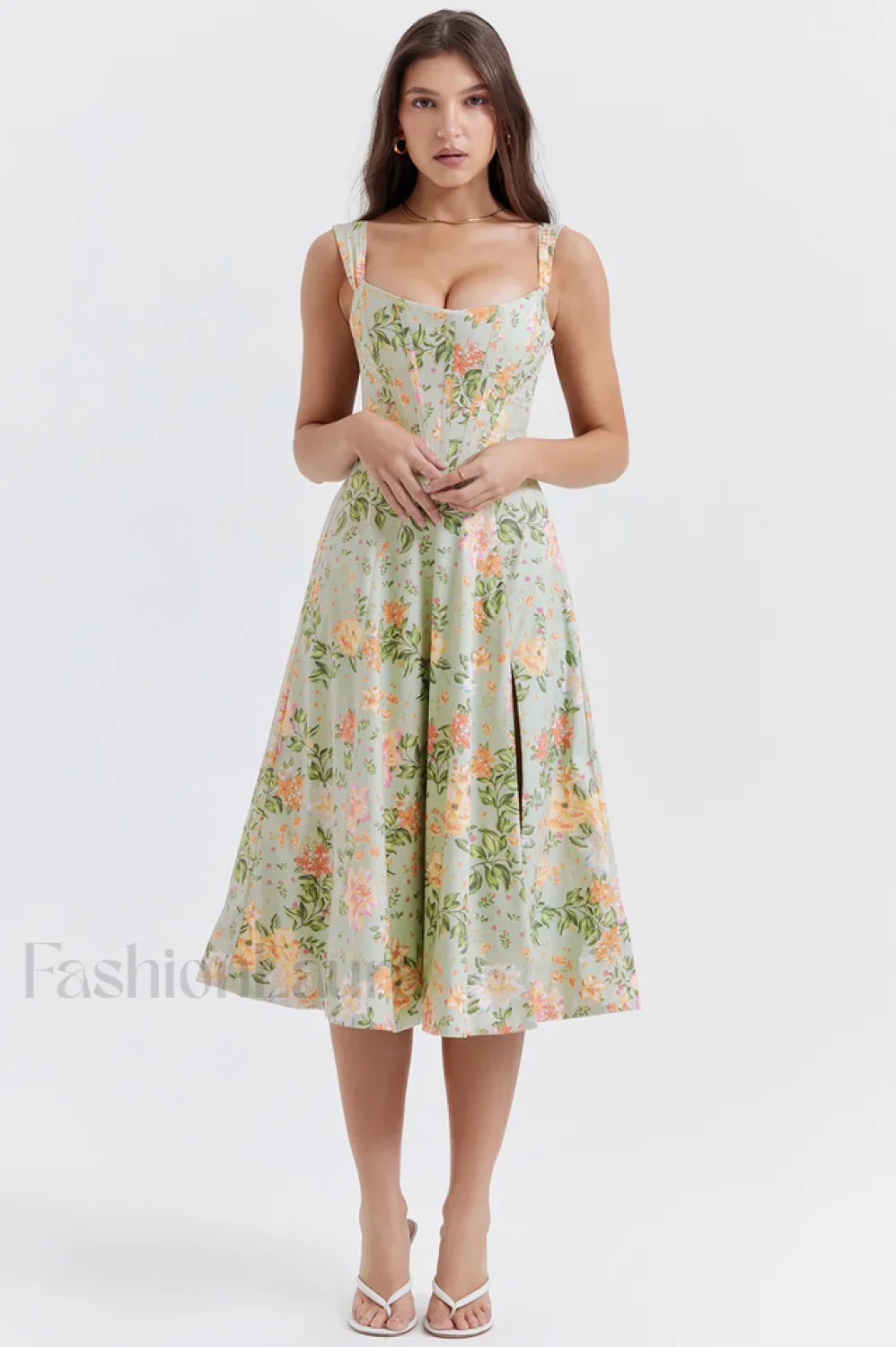 Saira Floral Stylish Print Midi Sundress - Image 2