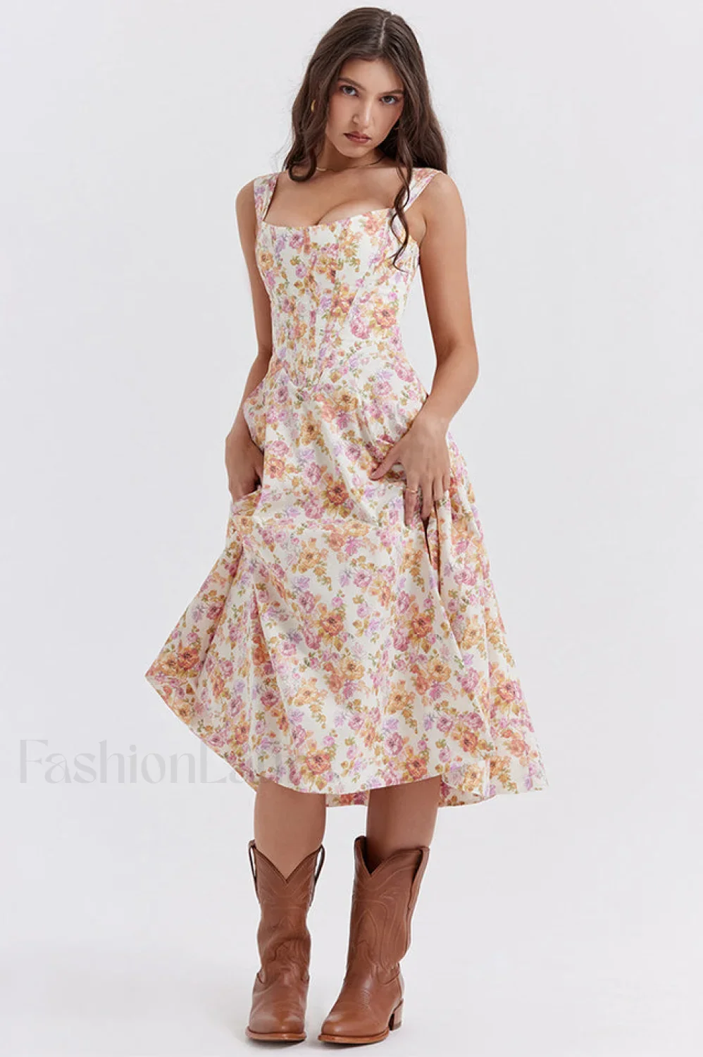 Saira Floral Stylish Print Midi Sundress - Image 50