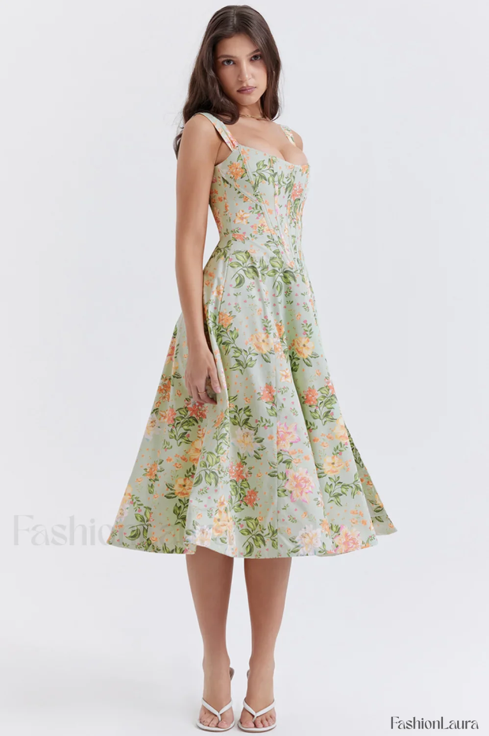 Saira Floral Stylish Print Midi Sundress - Image 57