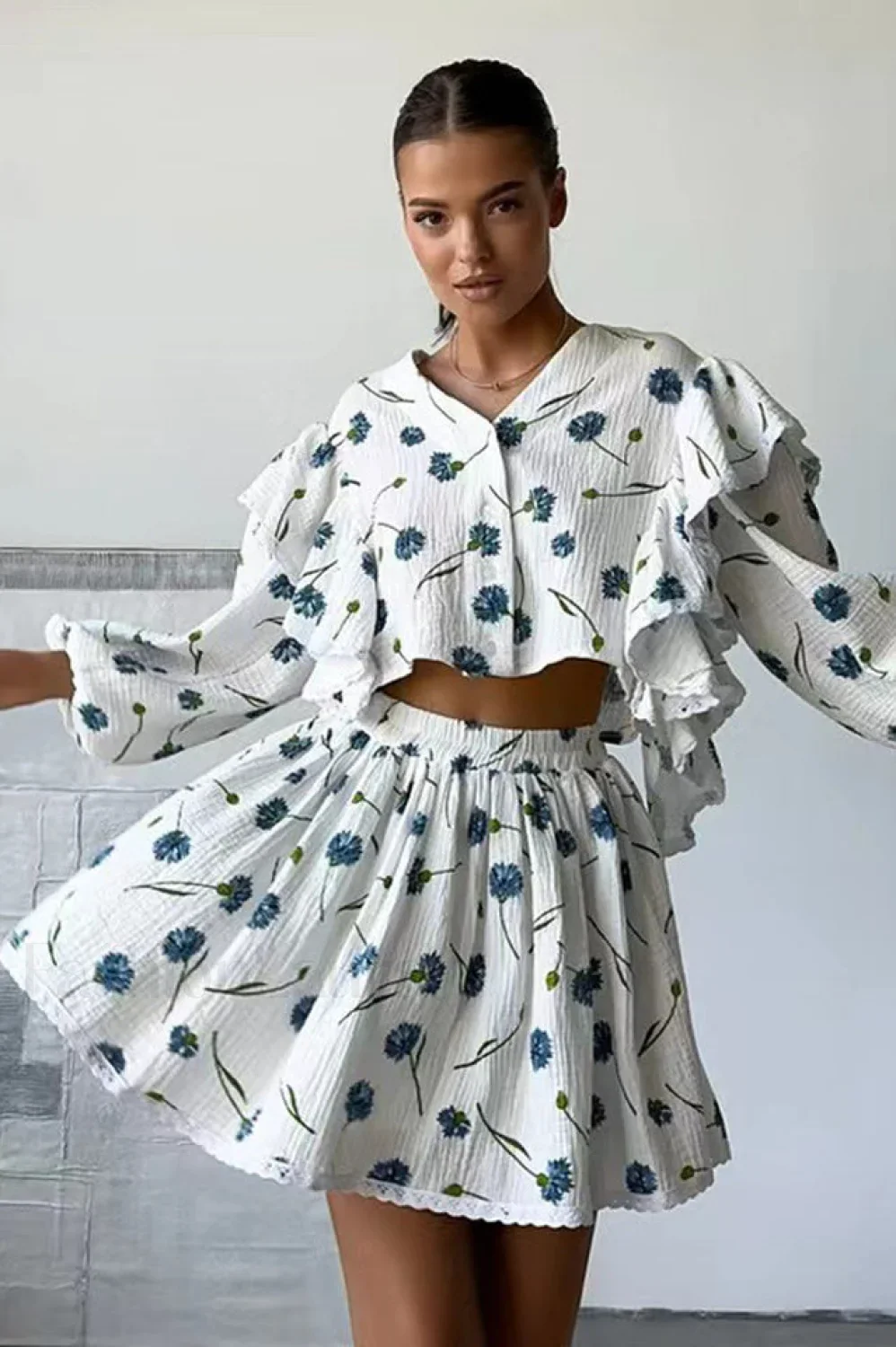 Ruffled Strawberry Stylish Print Skirt Set - Image 26