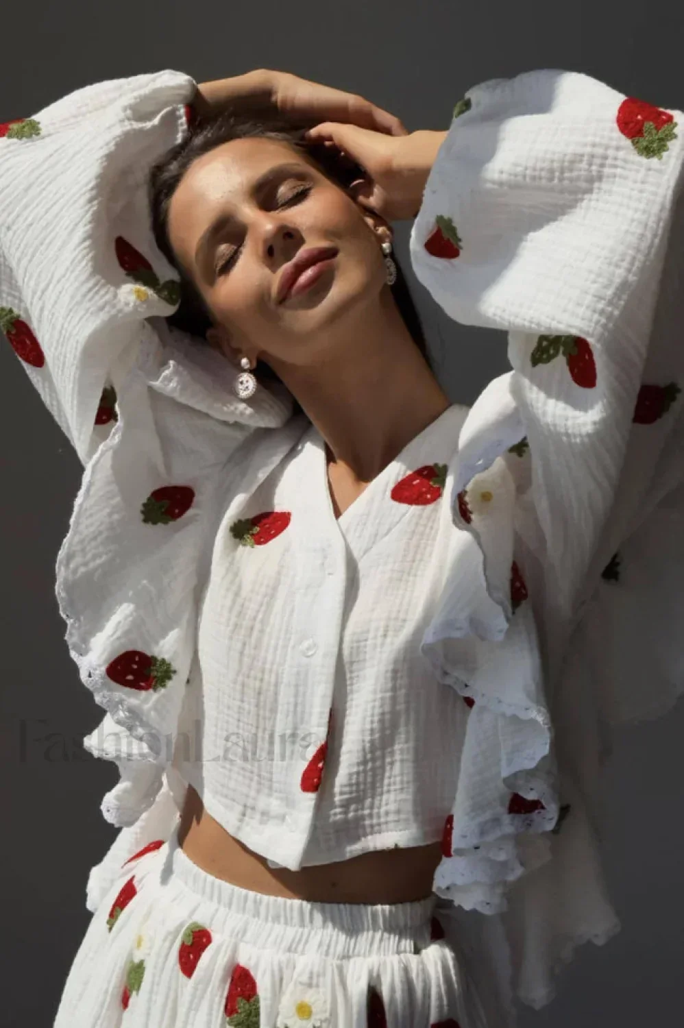 Ruffled Strawberry Stylish Print Skirt Set - Image 4