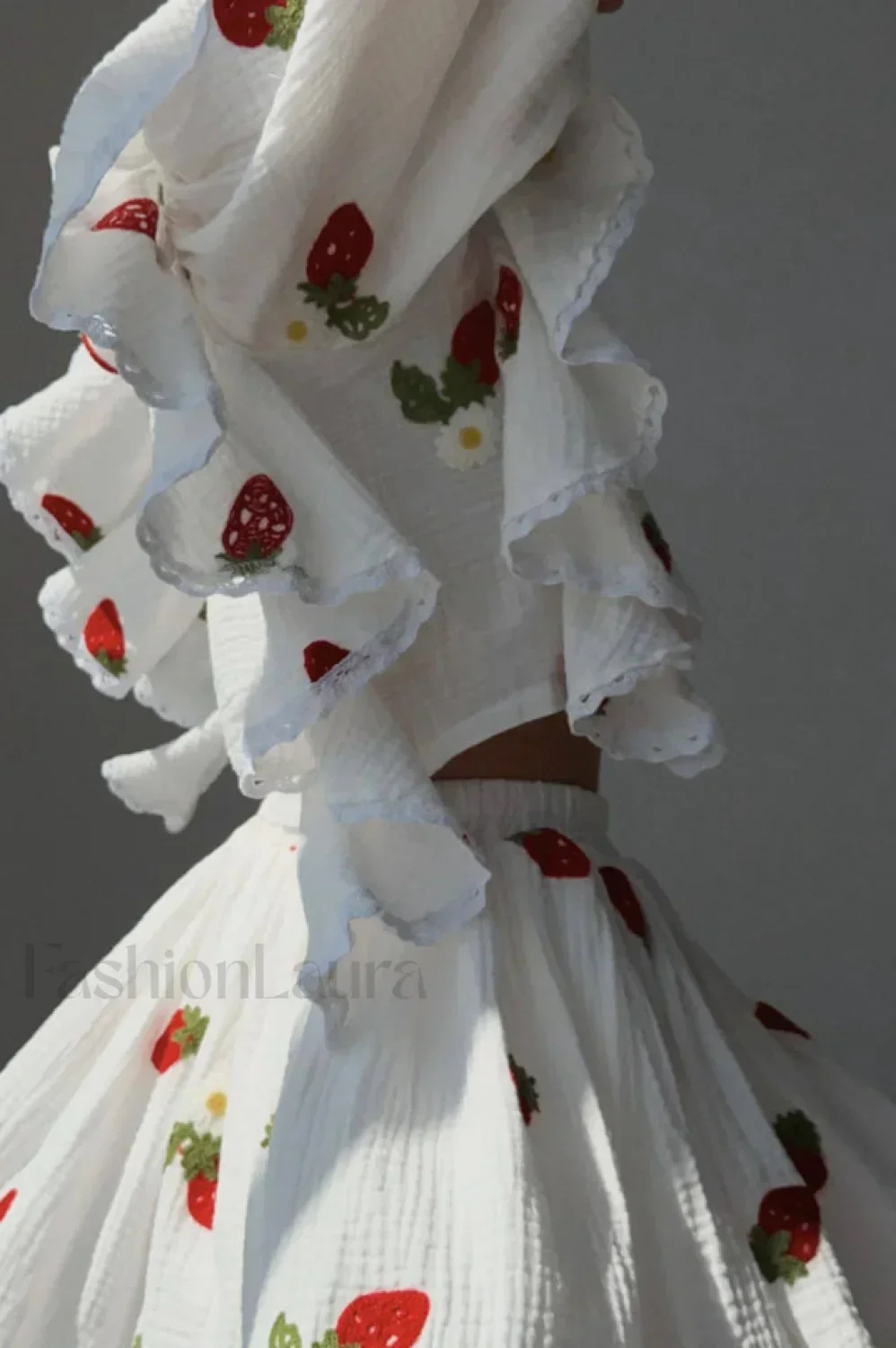 Ruffled Strawberry Stylish Print Skirt Set - Image 5