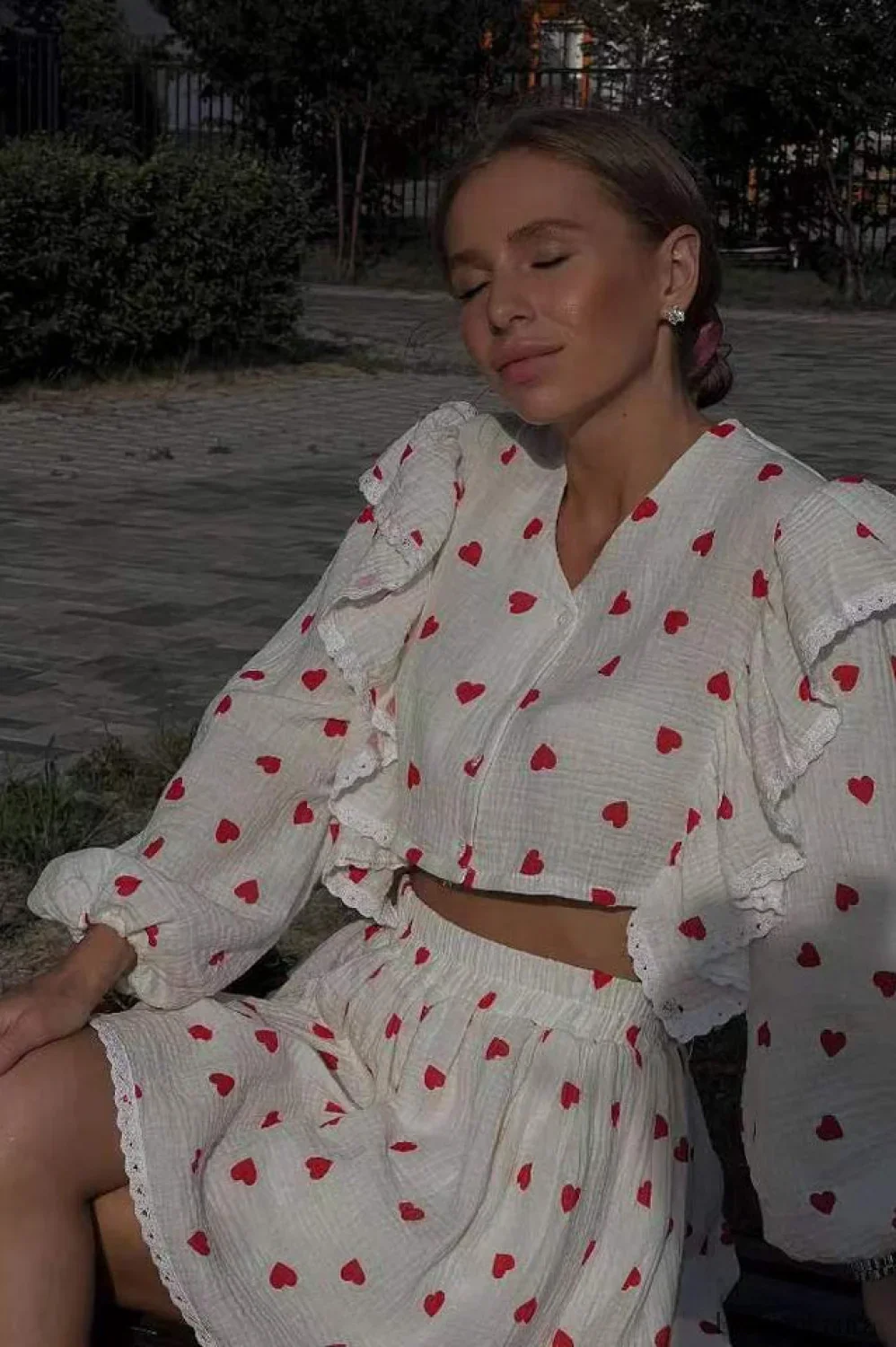 Ruffled Strawberry Stylish Print Skirt Set - Image 74