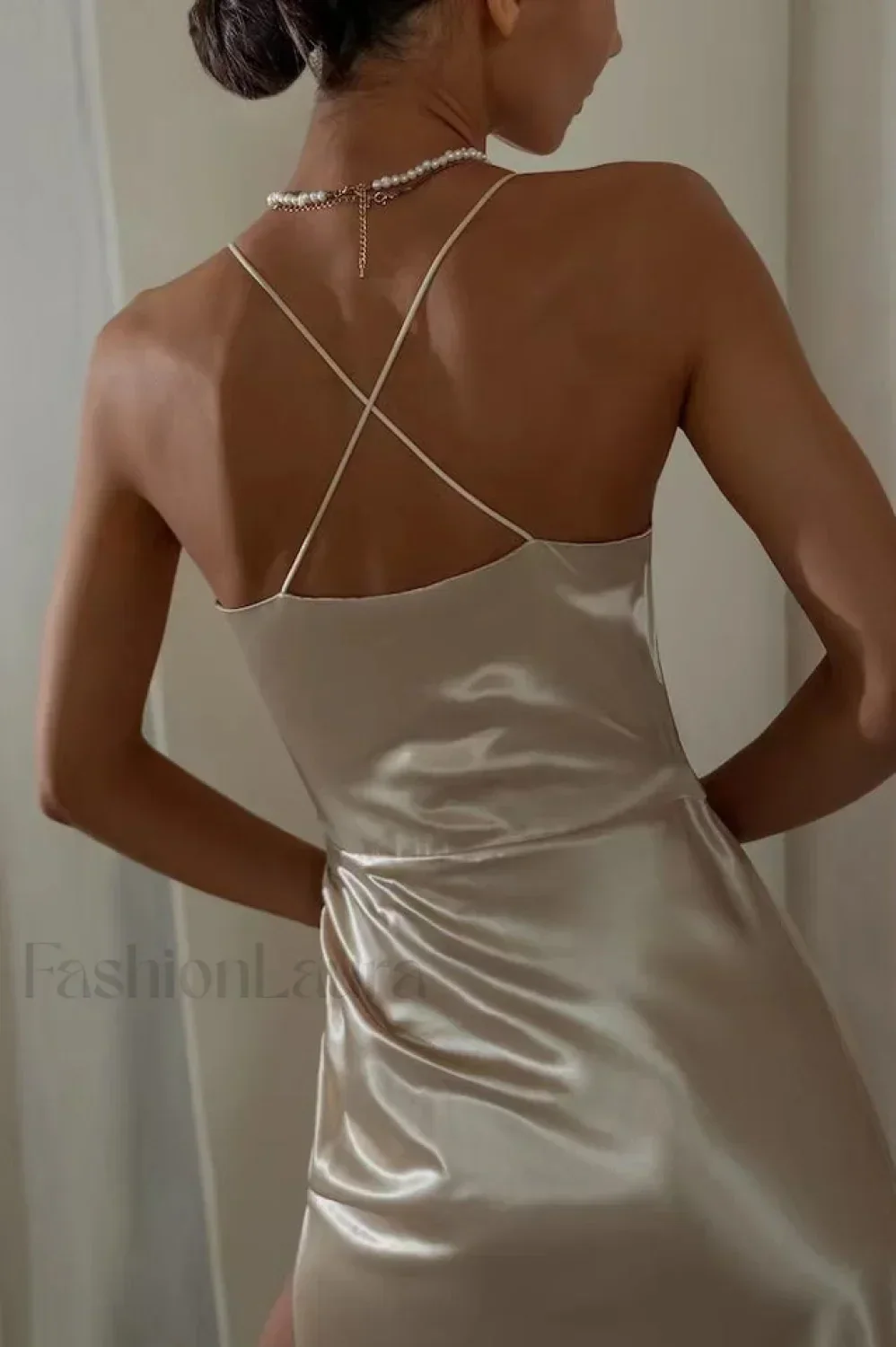 Ruched Trim High Charming Split Cami Midi Dress - Image 6