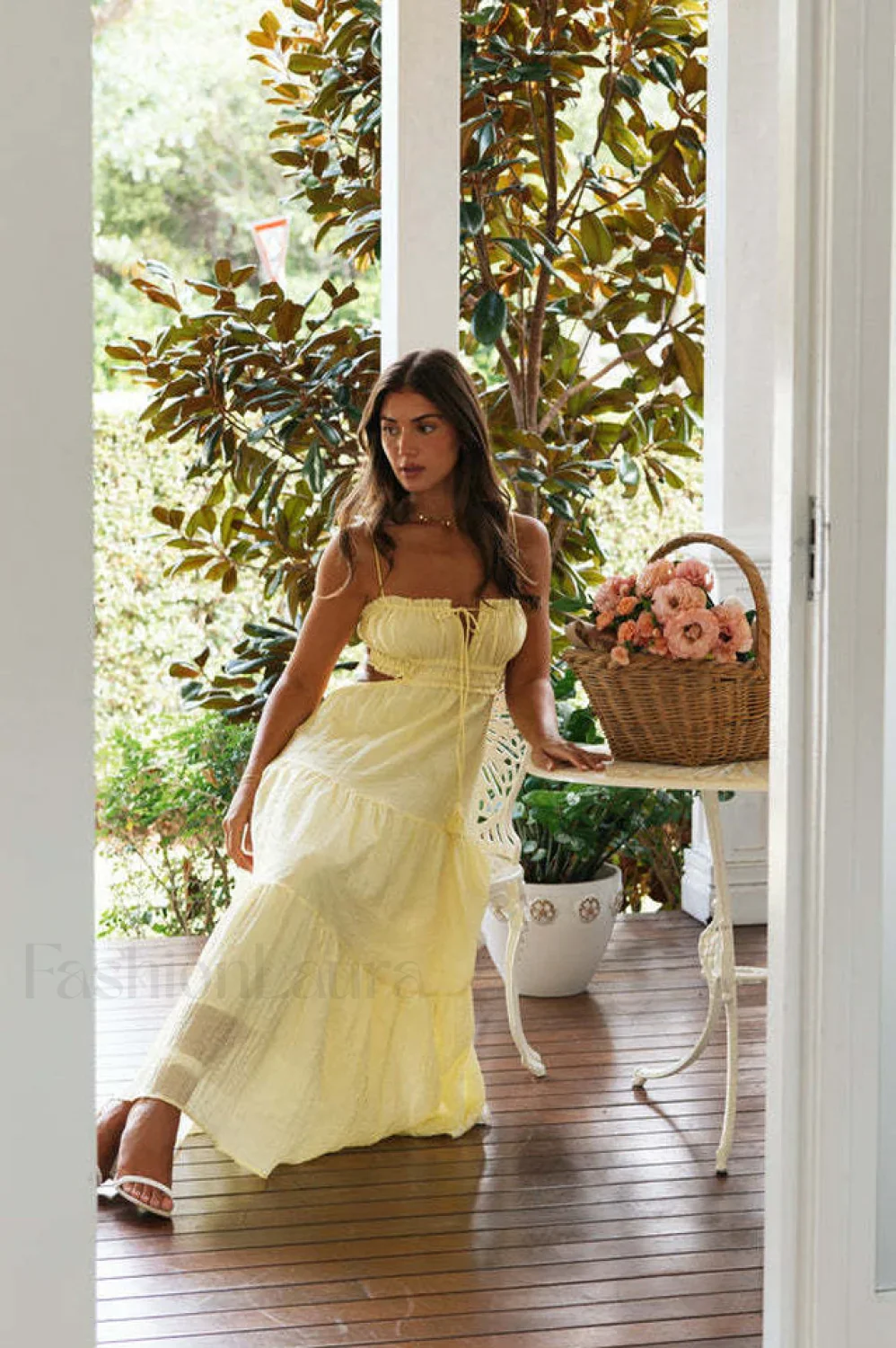 Ruched Tie-Up Stylish Strappy Maxi Dress - Image 41