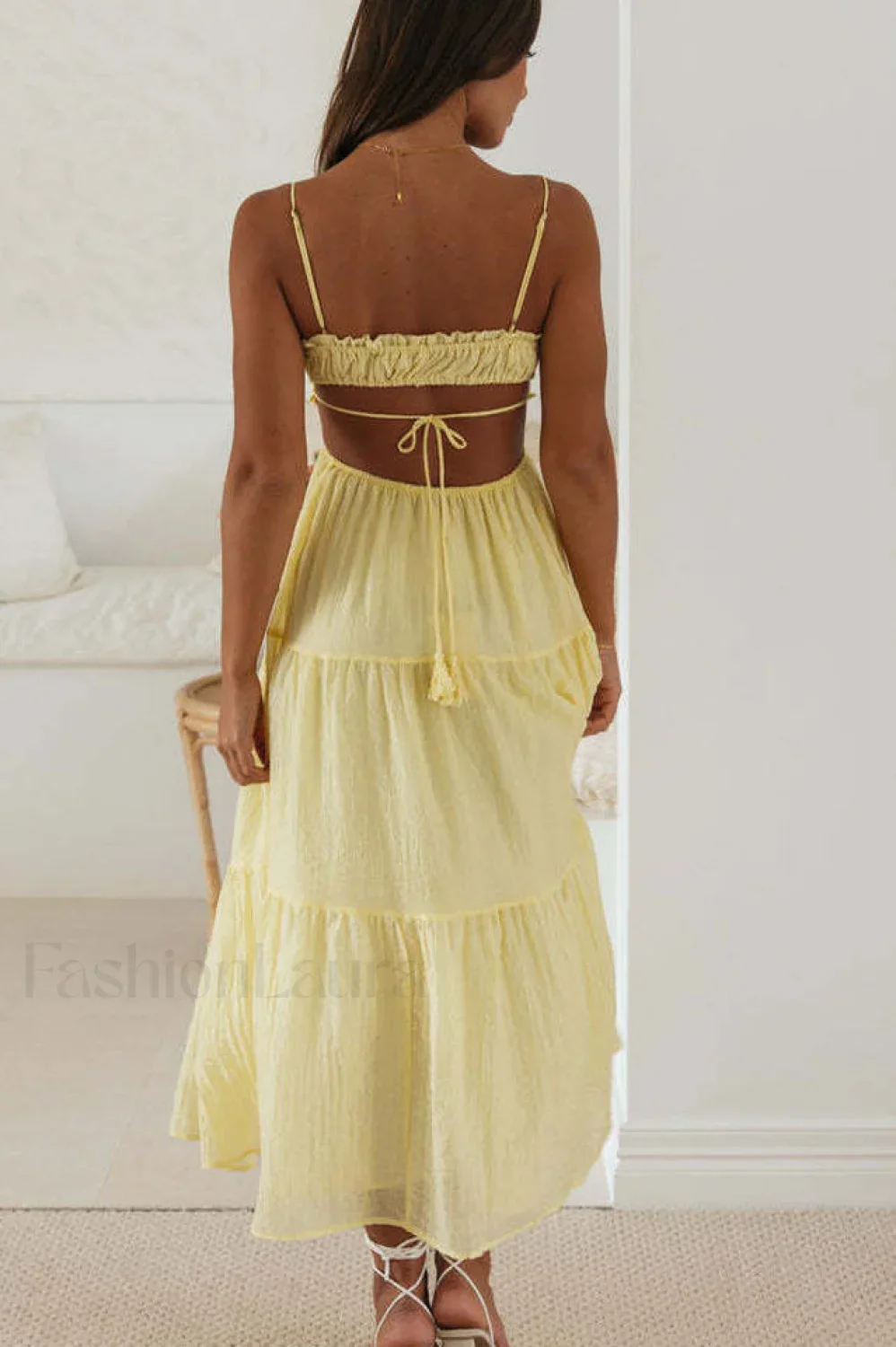Ruched Tie-Up Stylish Strappy Maxi Dress - Image 45