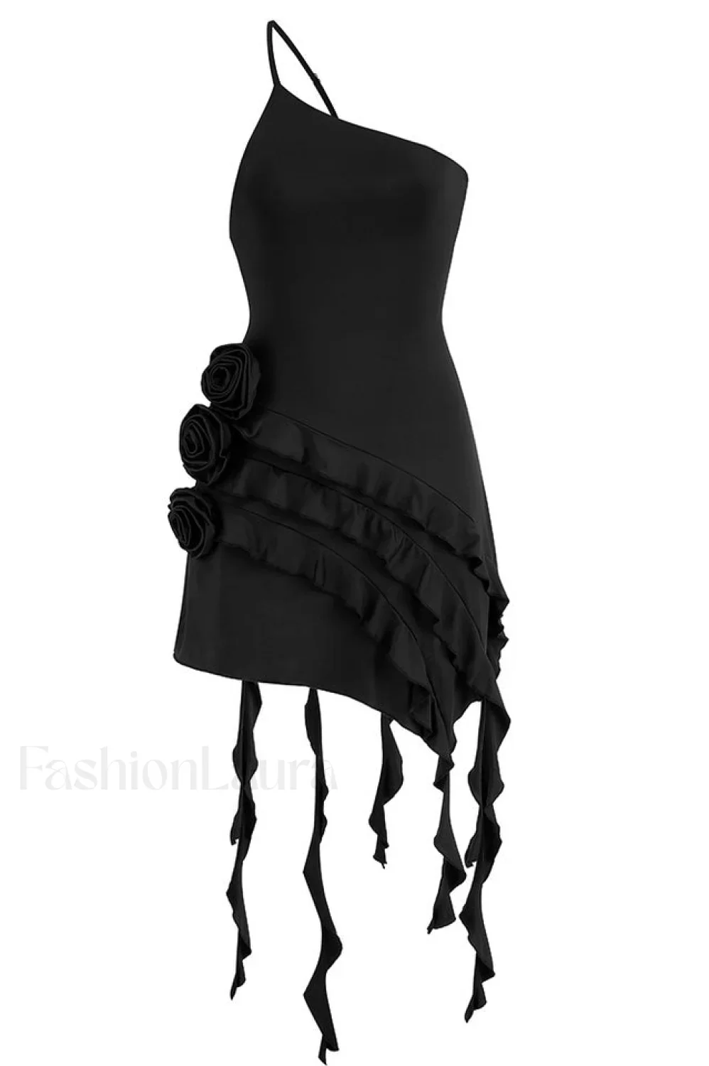 Rose-Detail Ruffled Stylish Mini Dress - Image 8
