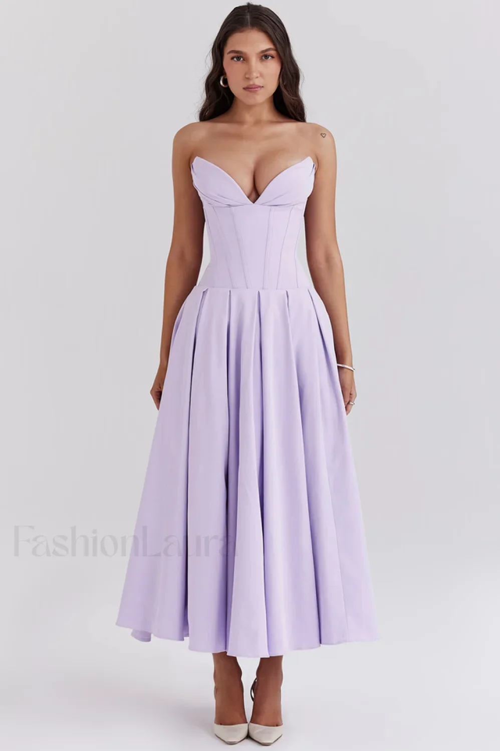 Lady Black Stylish Strapless Midi Dress - Image 33