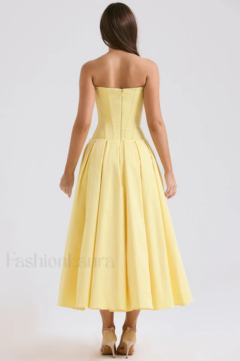 Lady Black Stylish Strapless Midi Dress - Image 43