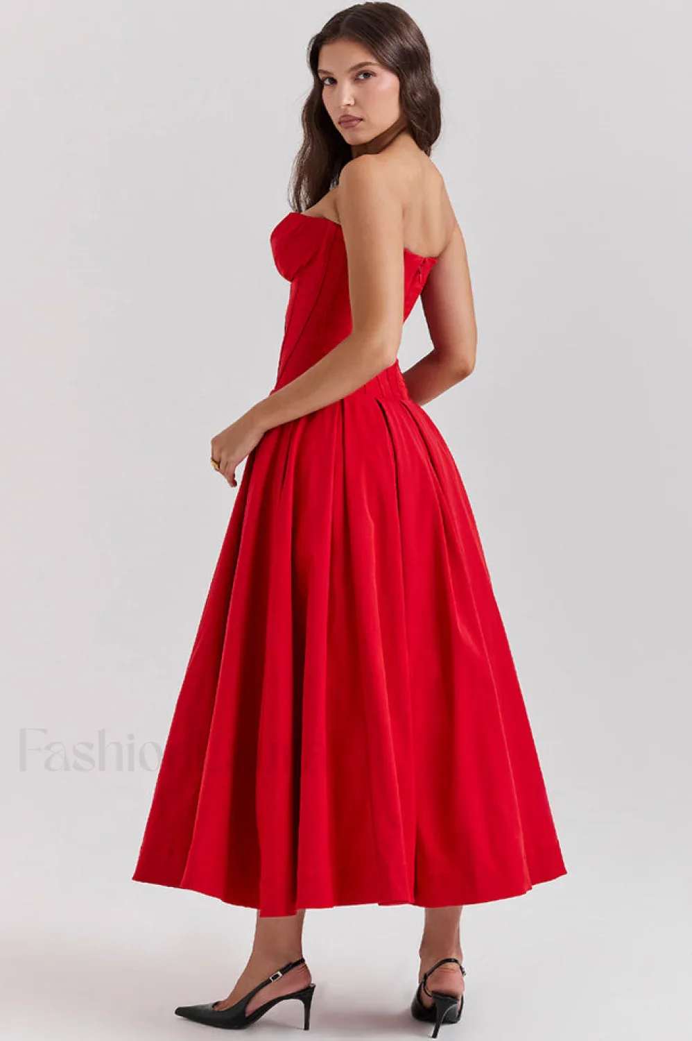 Lady Black Stylish Strapless Midi Dress - Image 60