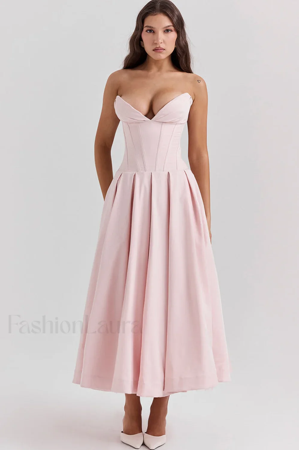 Lady Black Stylish Strapless Midi Dress - Image 71