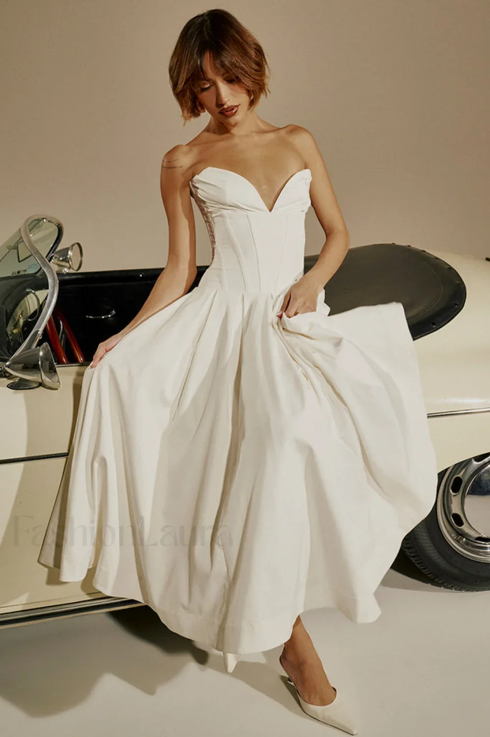 Lady Black Stylish Strapless Midi Dress - Image 73