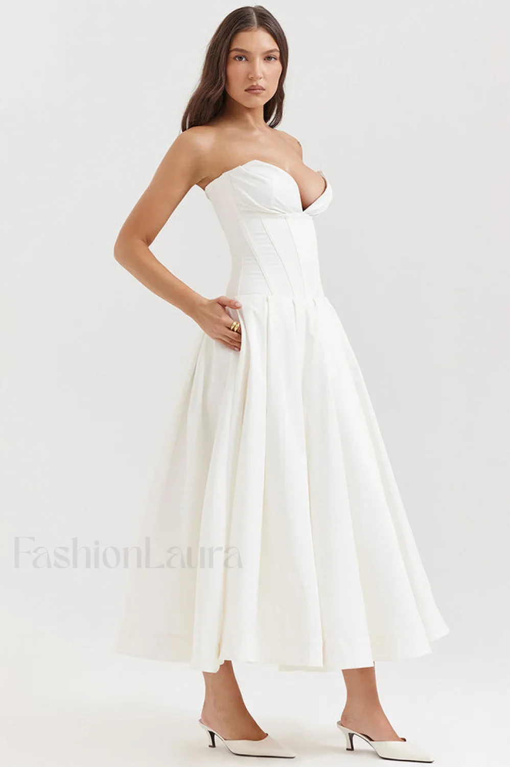 Lady Black Stylish Strapless Midi Dress - Image 75