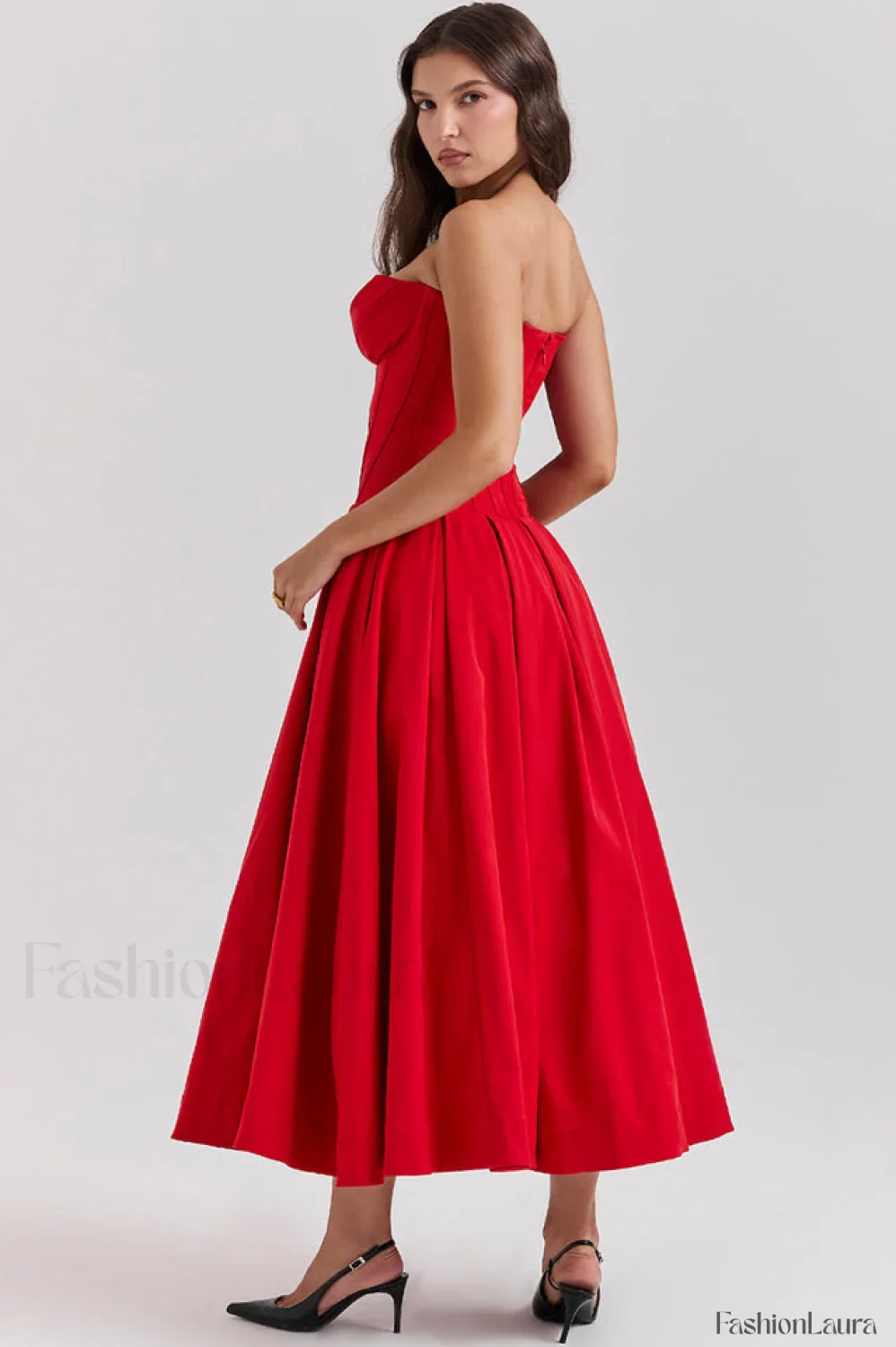 Lady Black Stylish Strapless Midi Dress - Image 91