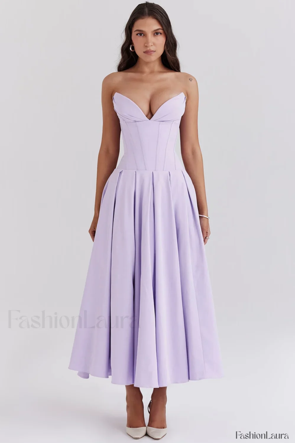 Lady Black Stylish Strapless Midi Dress - Image 97