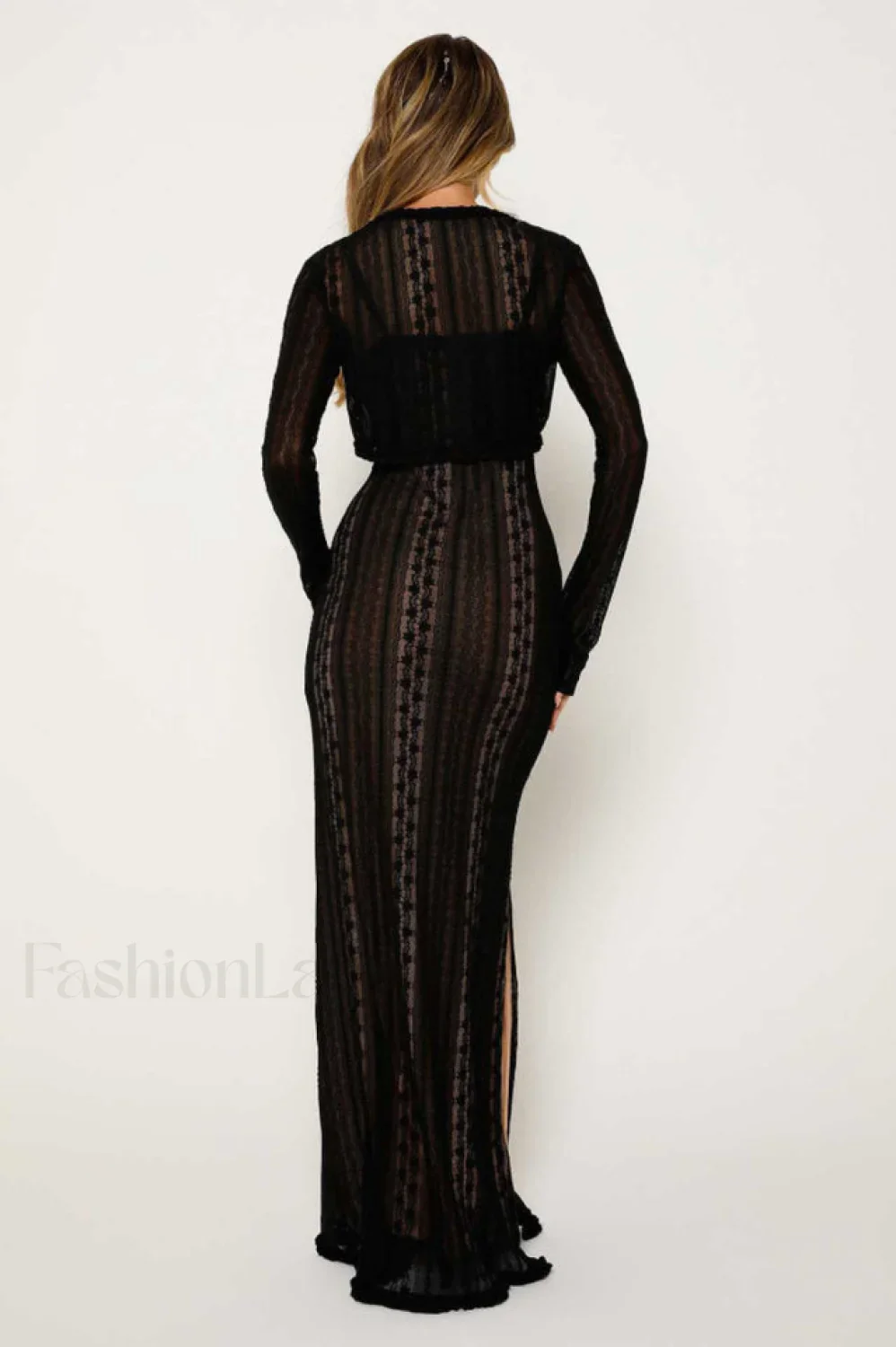 Lace V Neck Charming Slit Two-Piece Dress - Image 8