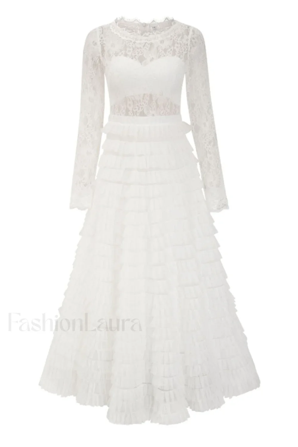Lace Tiered Ruffle Charming Tulle Maxi Dress - Image 10