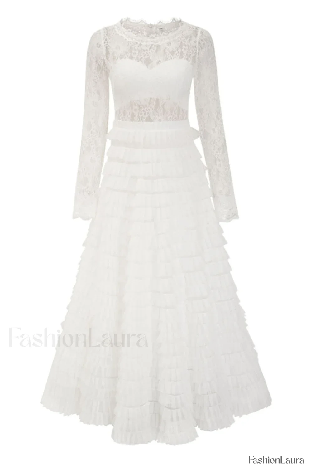 Lace Tiered Ruffle Charming Tulle Maxi Dress - Image 24