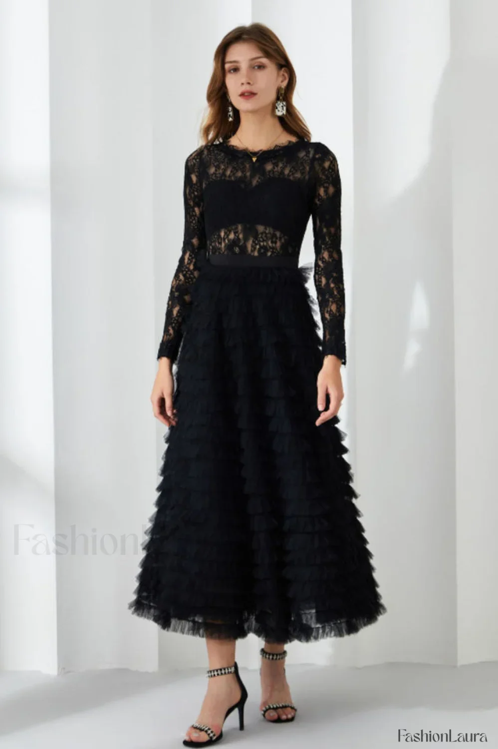 Lace Tiered Ruffle Charming Tulle Maxi Dress - Image 29