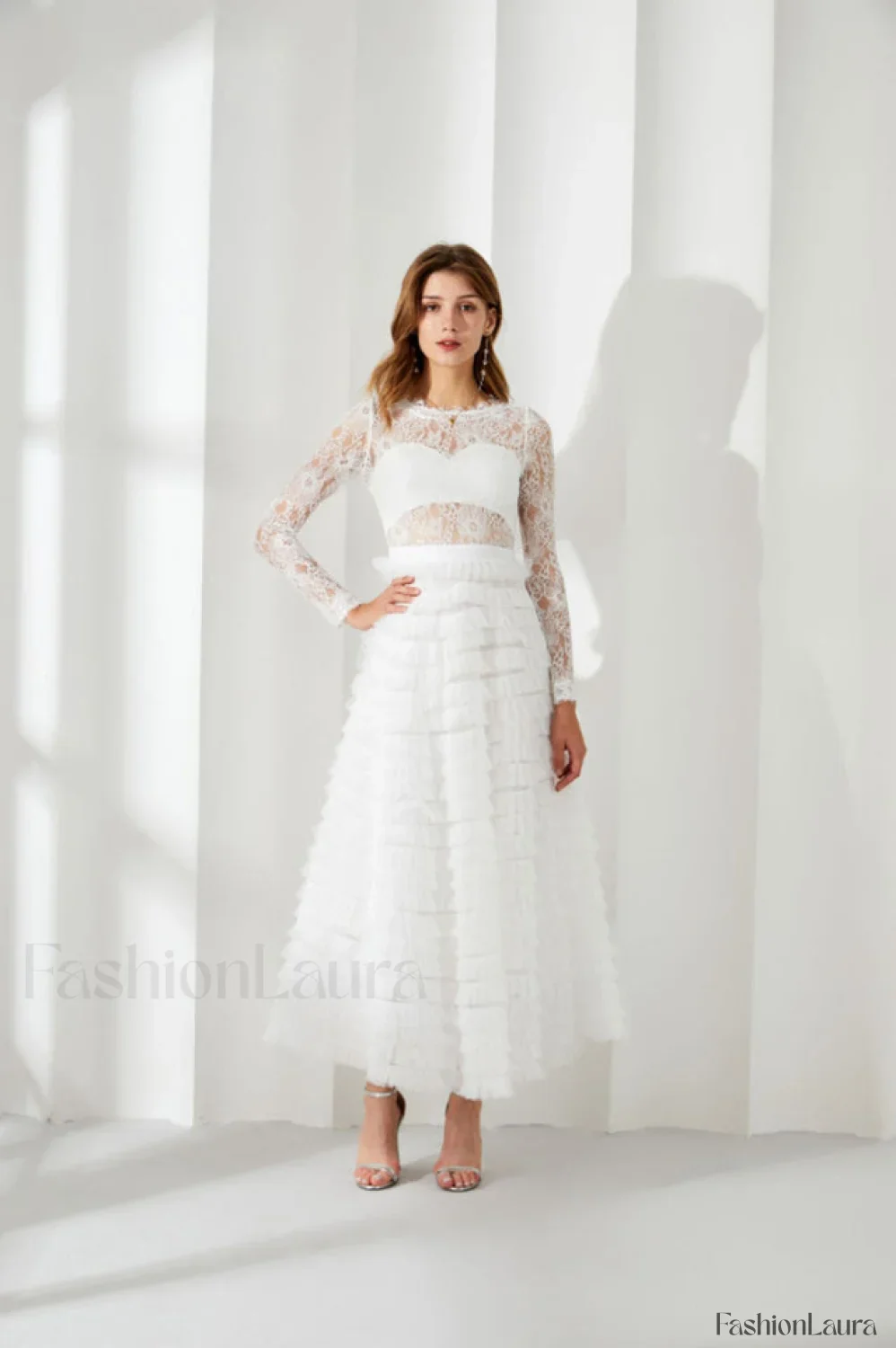 Lace Tiered Ruffle Charming Tulle Maxi Dress - Image 30