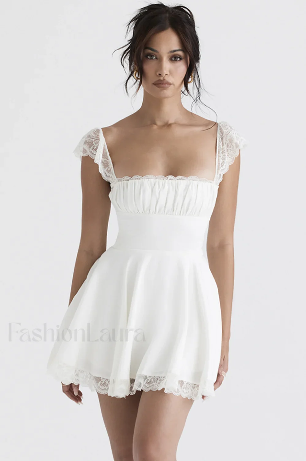 Lace A-Line Stylish Mini Dress - Image 21