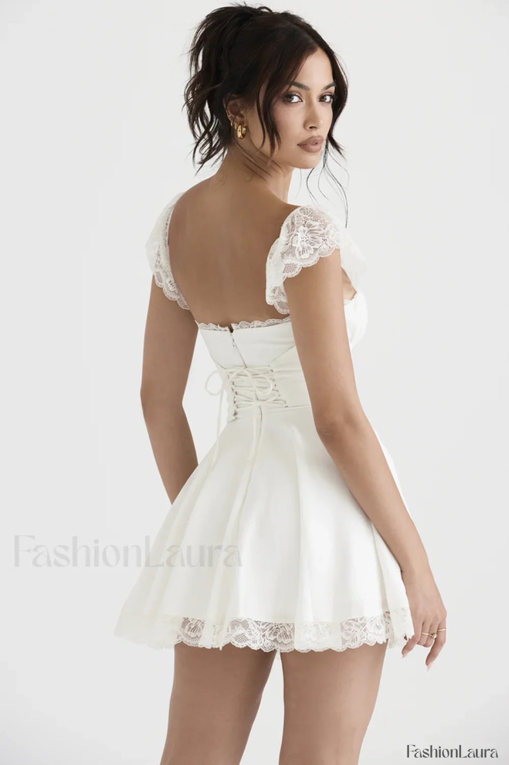 Lace A-Line Stylish Mini Dress - Image 29