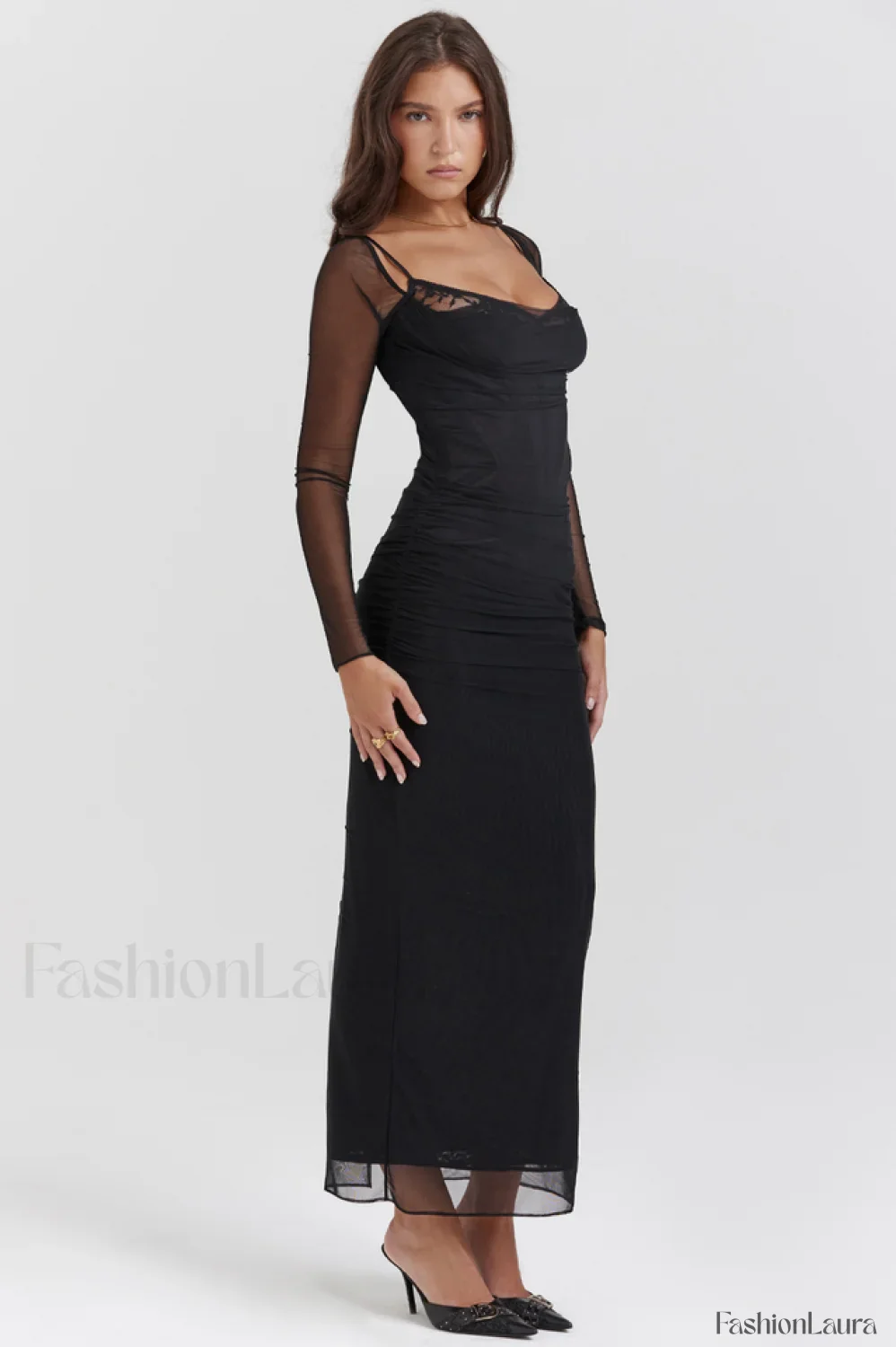 Katarina Black Stylish Maxi Dress - Image 26