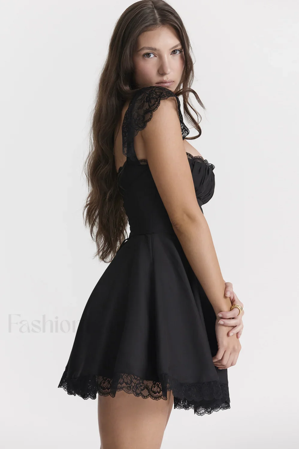 Kaia Black Stylish A-Line Mini Dress - Image 25