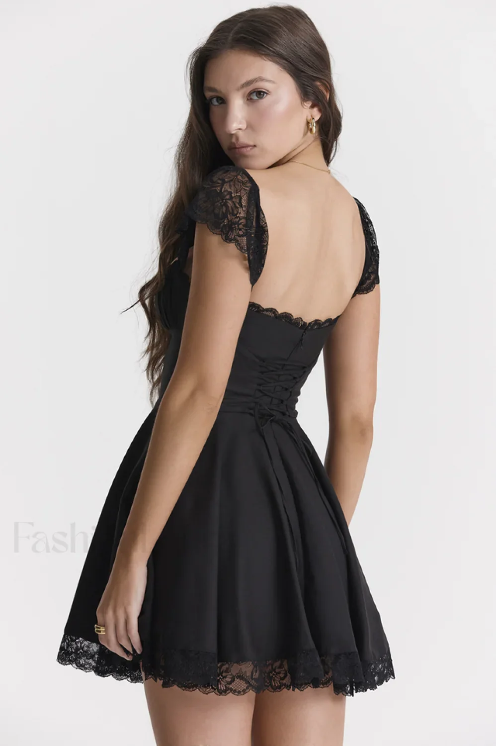 Kaia Black Stylish A-Line Mini Dress - Image 27