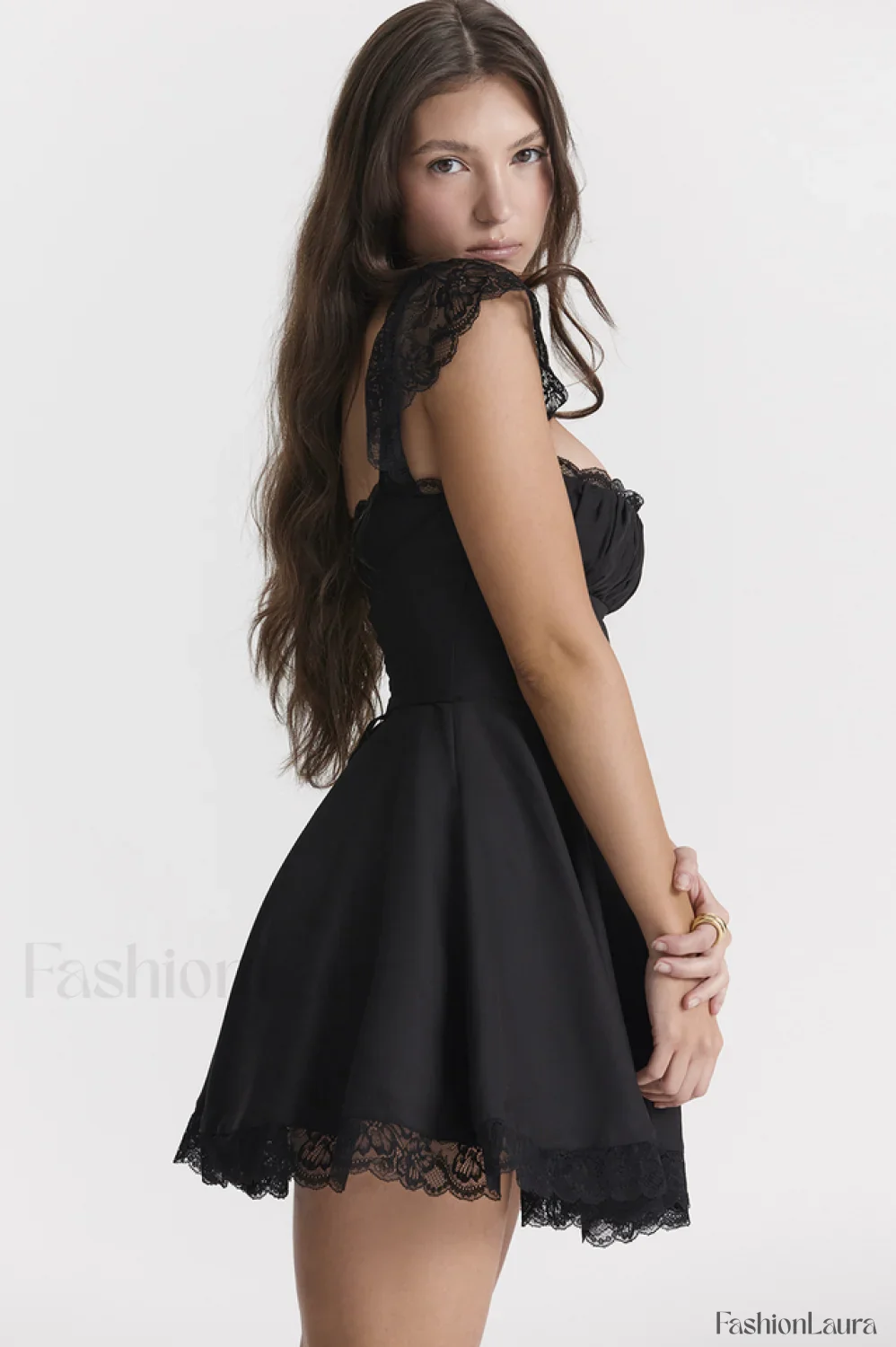 Kaia Black Stylish A-Line Mini Dress - Image 36