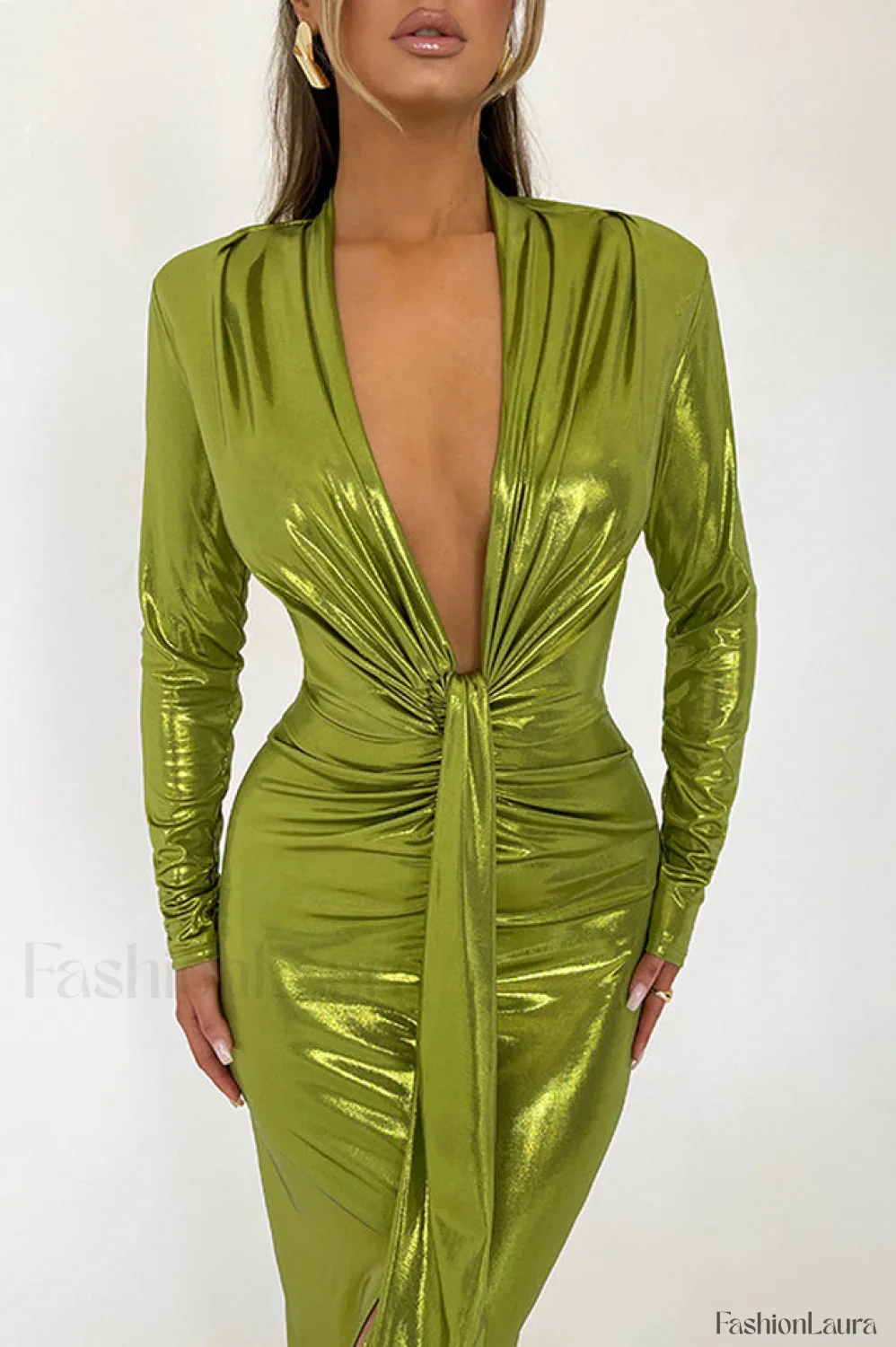 Juliette Metallic Stylish Tie Front Dress - Image 60