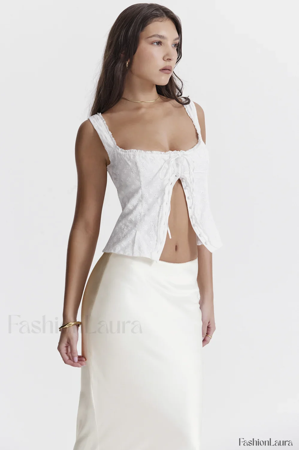 Juana White Stylish Broderie Anglaise Top - Image 20