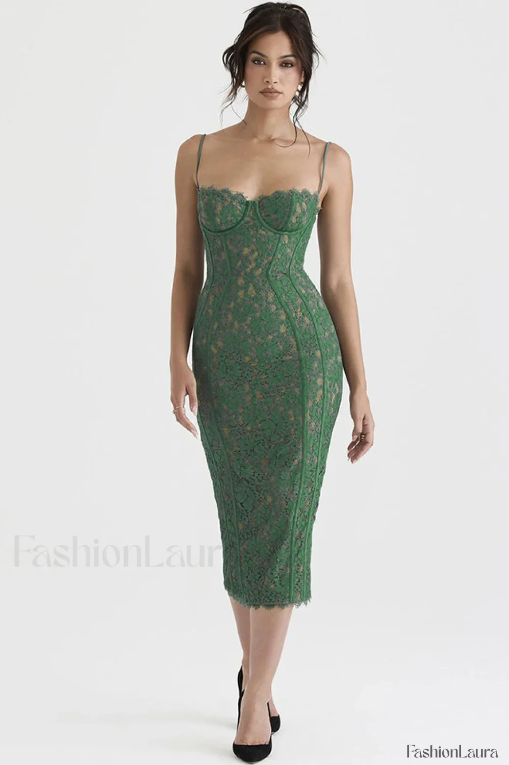 Joelle Forest Stylish Lace Midi Dress - Image 22
