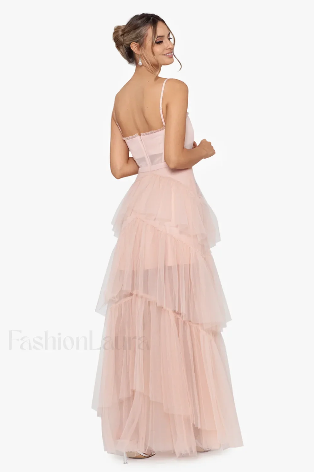 Jasmine Long Spaghetti Charming Strap Mesh Corset Gown - Image 21