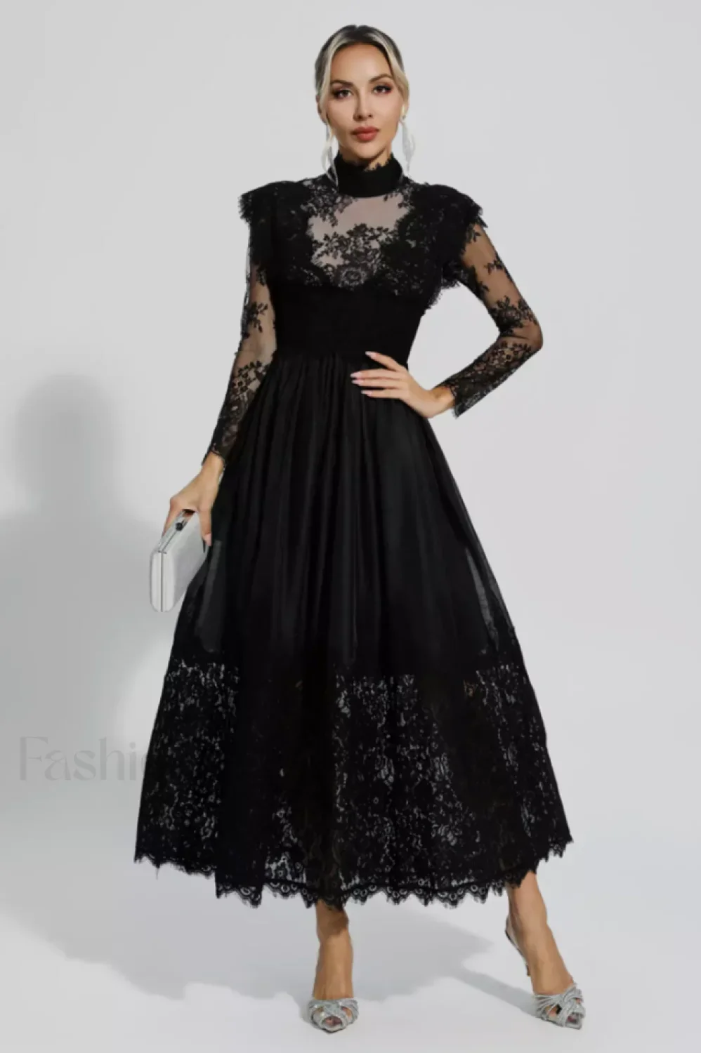 Jamie Black Floral Charming Lace Stitching Dress - Image 20