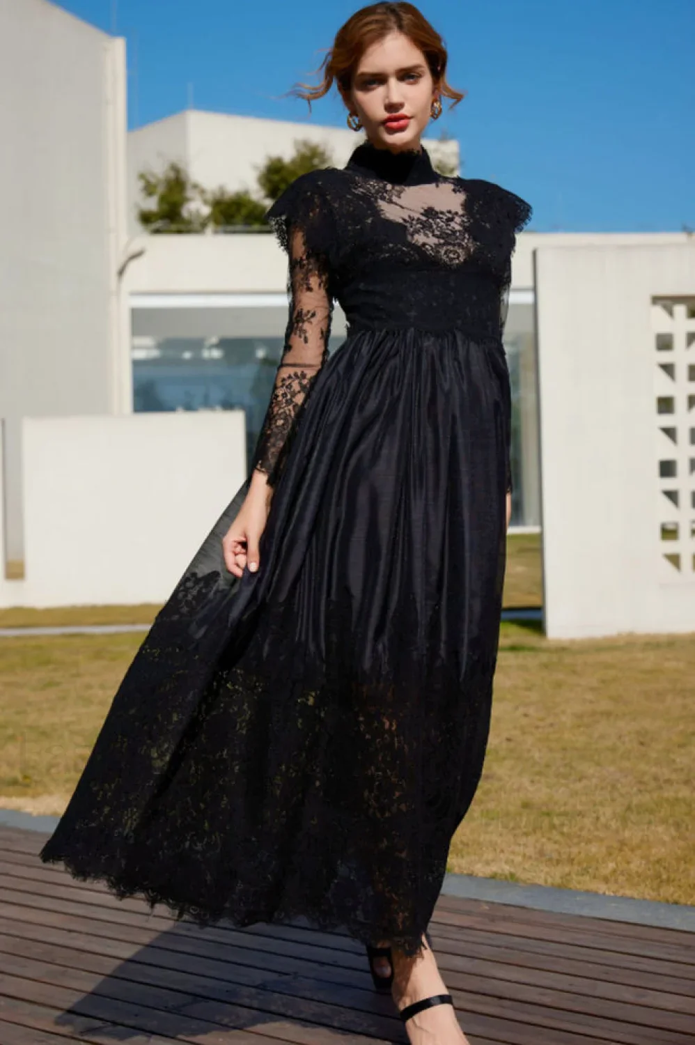 Jamie Black Floral Charming Lace Stitching Dress - Image 22